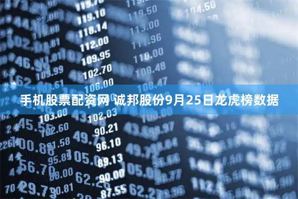 手机股票配资网 诚邦股份9月25日龙虎榜数据